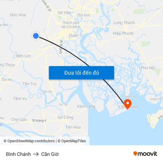 Bình Chánh to Cần Giờ map