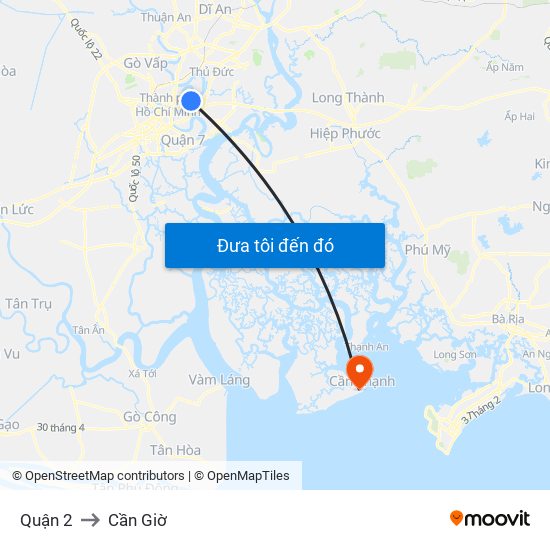 Quận 2 to Cần Giờ map