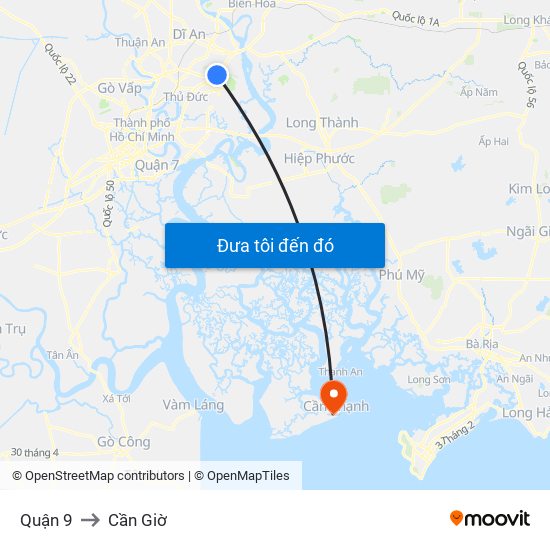 Quận 9 to Cần Giờ map