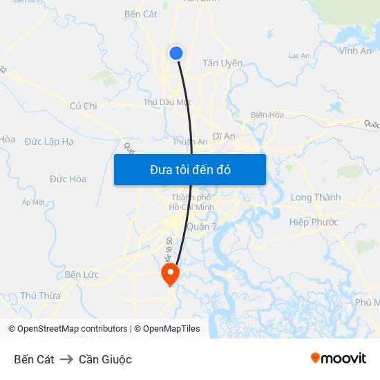 Bến Cát to Cần Giuộc map