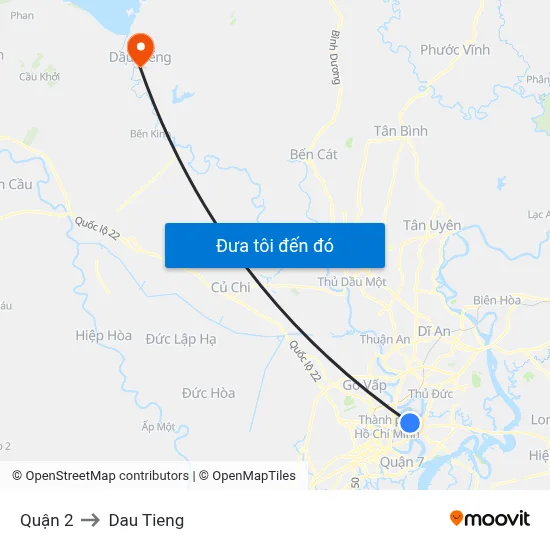 Quận 2 to Dau Tieng map
