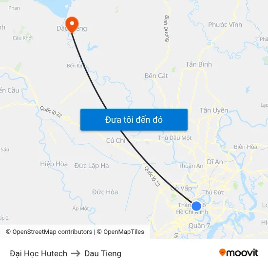 Đại Học Hutech to Dau Tieng map