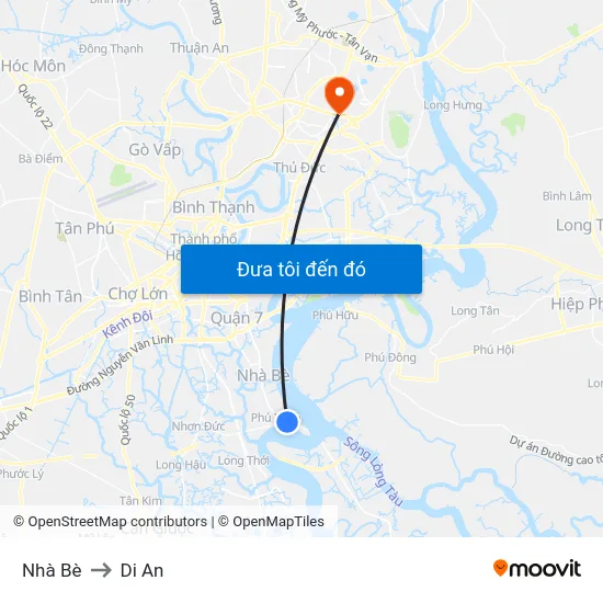 Nhà Bè to Di An map
