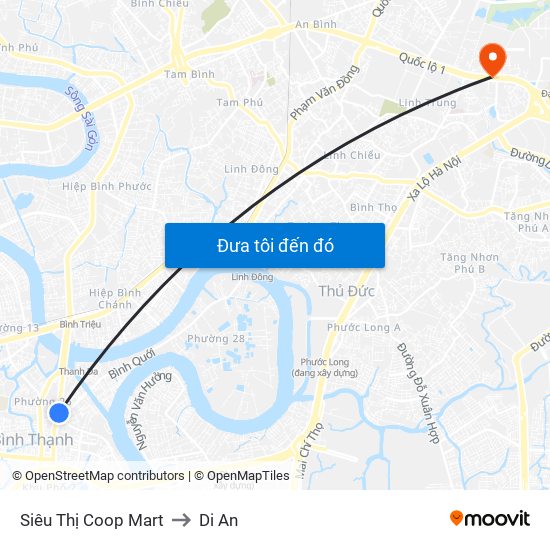 Siêu Thị Coop Mart to Di An map