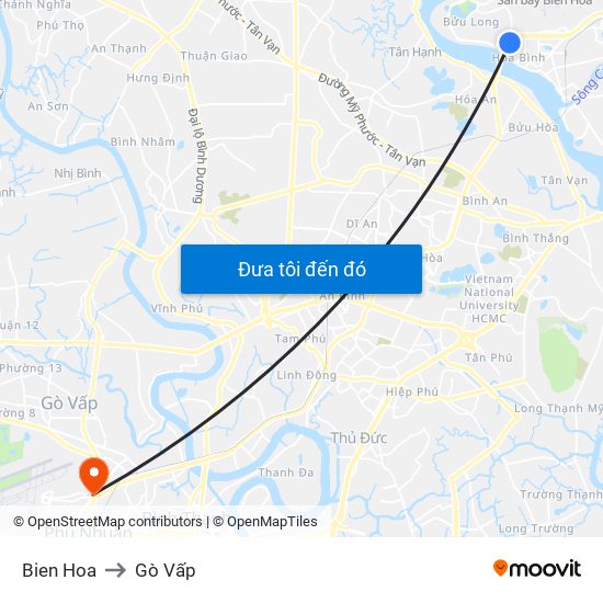 Bien Hoa to Gò Vấp map