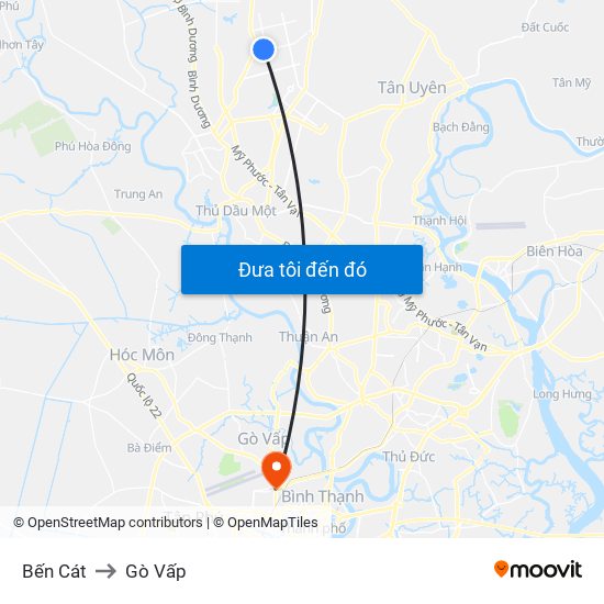 Bến Cát to Gò Vấp map