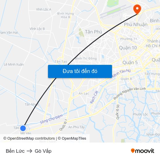 Bến Lức to Gò Vấp map