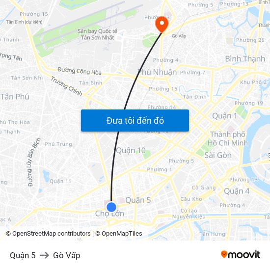 Quận 5 to Gò Vấp map