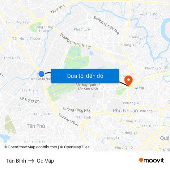 Tân Bình to Gò Vấp map