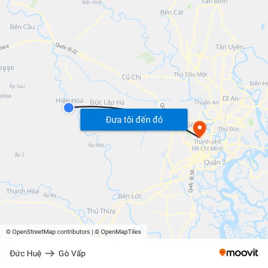 Đức Huệ to Gò Vấp map