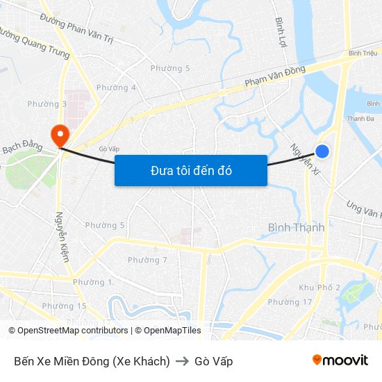 Bến Xe Miền Đông (Xe Khách) to Gò Vấp map