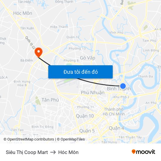 Siêu Thị Coop Mart to Hóc Môn map