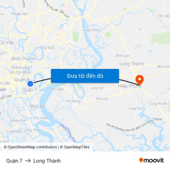 Quận 7 to Long Thành map