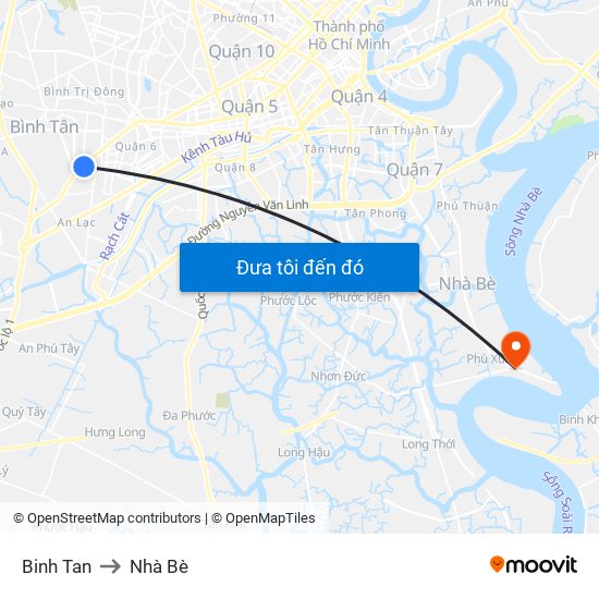 Binh Tan to Nhà Bè map