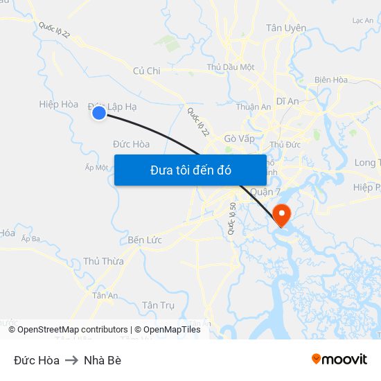 Đức Hòa to Nhà Bè map