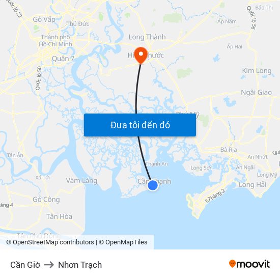 Cần Giờ to Nhơn Trạch map