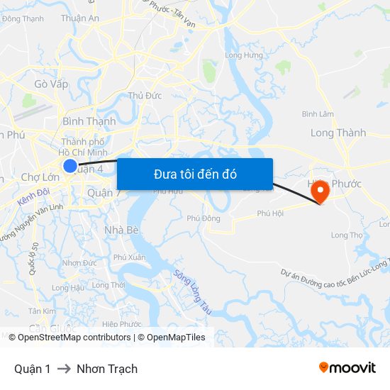 Quận 1 to Nhơn Trạch map