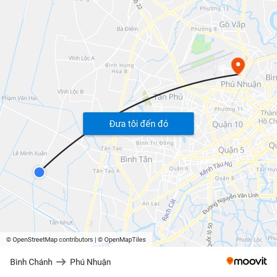 Bình Chánh to Phú Nhuận map