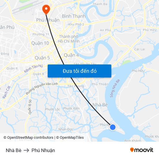 Nhà Bè to Phú Nhuận map