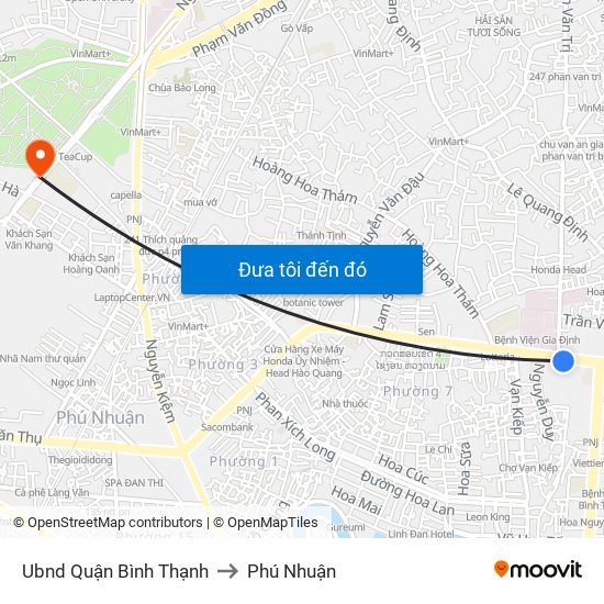 Ubnd Quận Bình Thạnh to Phú Nhuận map