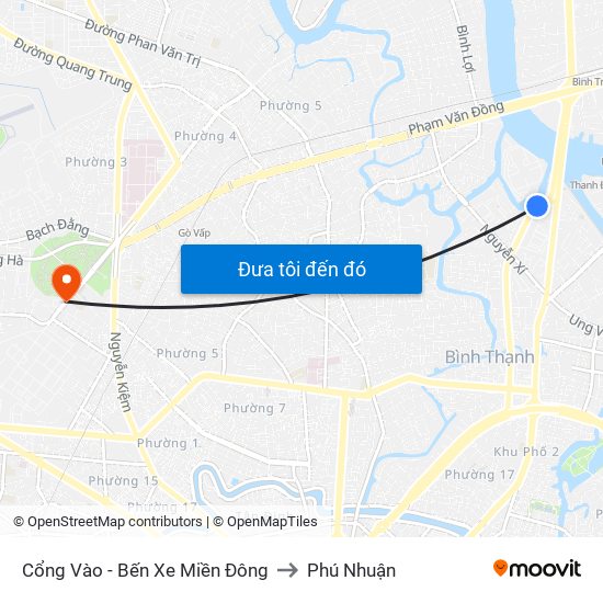 Cổng Vào - Bến Xe Miền Đông to Phú Nhuận map