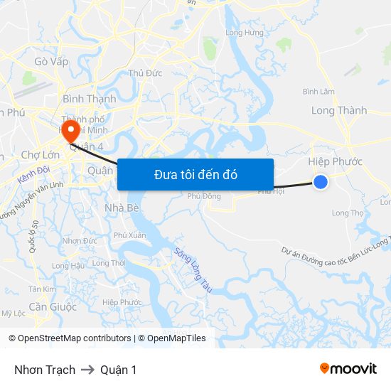 Nhơn Trạch to Quận 1 map