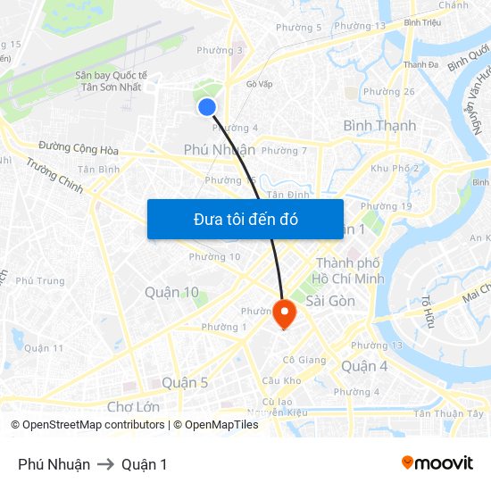 Phú Nhuận to Quận 1 map