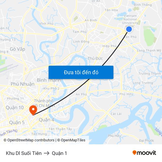 Khu Dl Suối Tiên to Quận 1 map