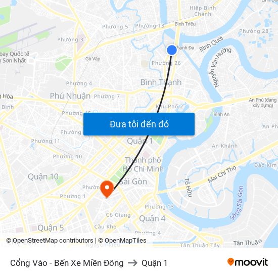 Cổng Vào - Bến Xe Miền Đông to Quận 1 map