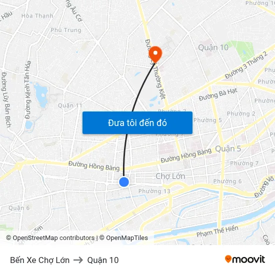 Bến Xe Chợ Lớn to Quận 10 map
