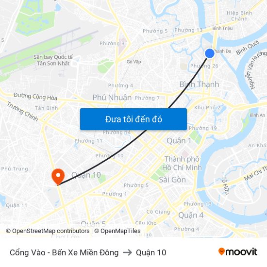 Cổng Vào - Bến Xe Miền Đông to Quận 10 map