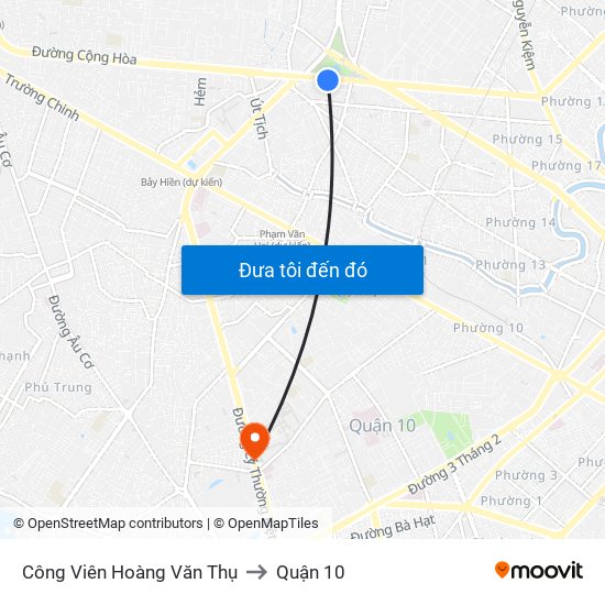 Công Viên Hoàng Văn Thụ to Quận 10 map