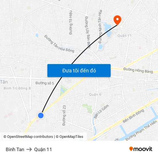 Binh Tan to Quận 11 map