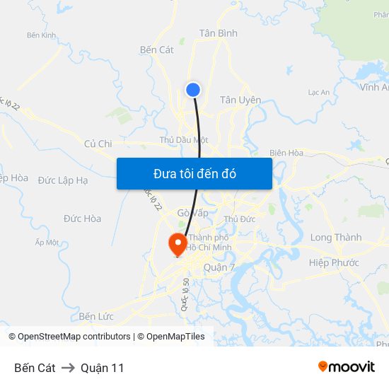 Bến Cát to Quận 11 map