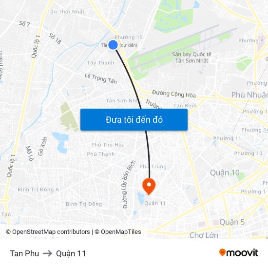 Tan Phu to Quận 11 map