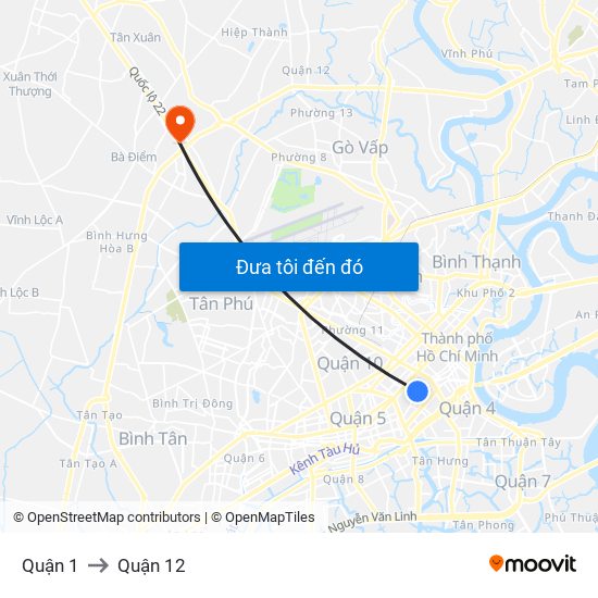 Quận 1 to Quận 12 map