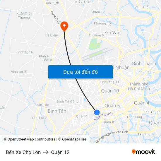 Bến Xe Chợ Lớn to Quận 12 map