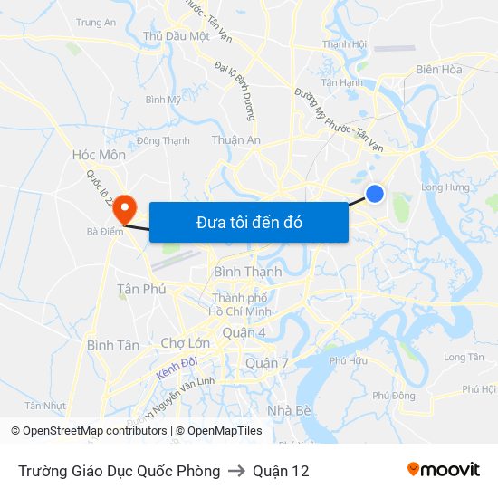 Trường Giáo Dục Quốc Phòng to Quận 12 map