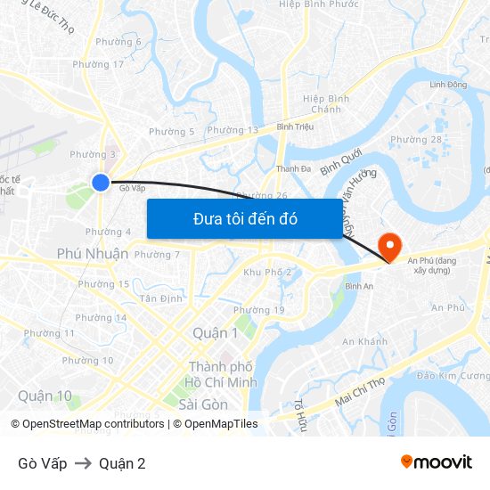 Gò Vấp to Quận 2 map