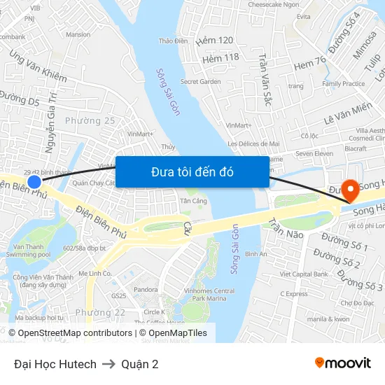 Đại Học Hutech to Quận 2 map