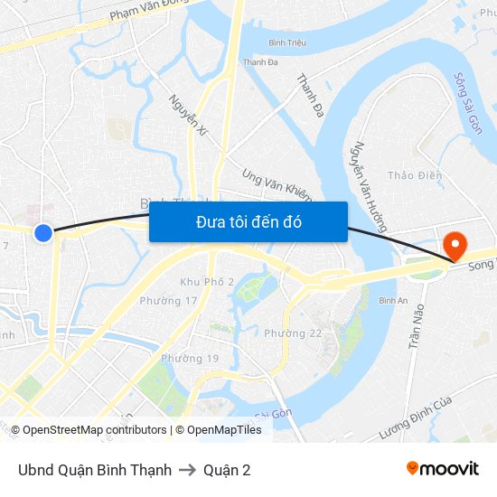 Ubnd Quận Bình Thạnh to Quận 2 map