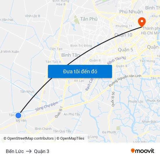 Bến Lức to Quận 3 map