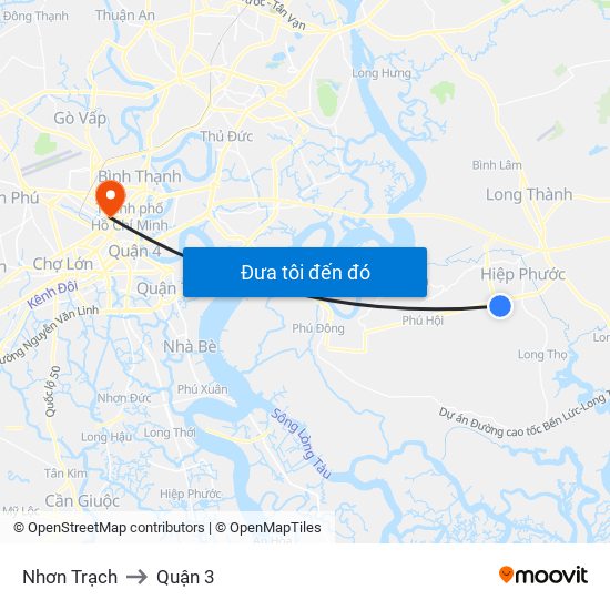 Nhơn Trạch to Quận 3 map