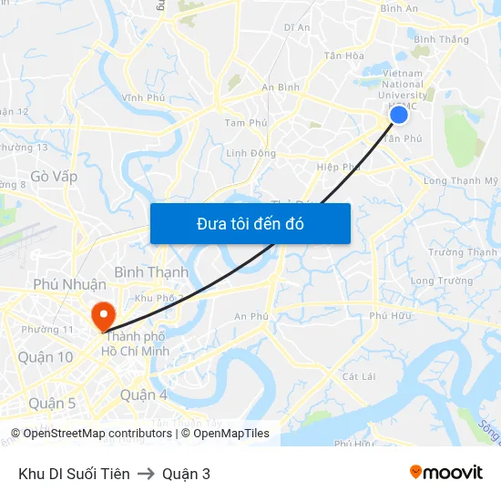 Khu Dl Suối Tiên to Quận 3 map