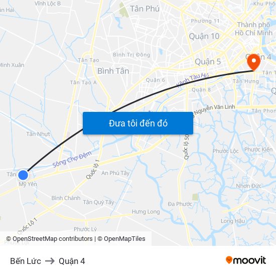 Bến Lức to Quận 4 map