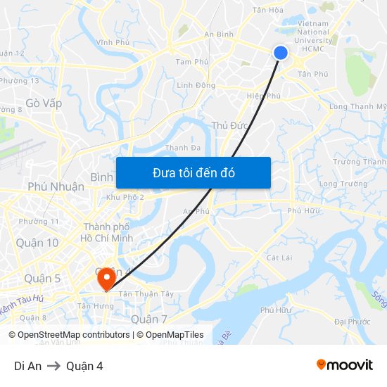 Di An to Quận 4 map