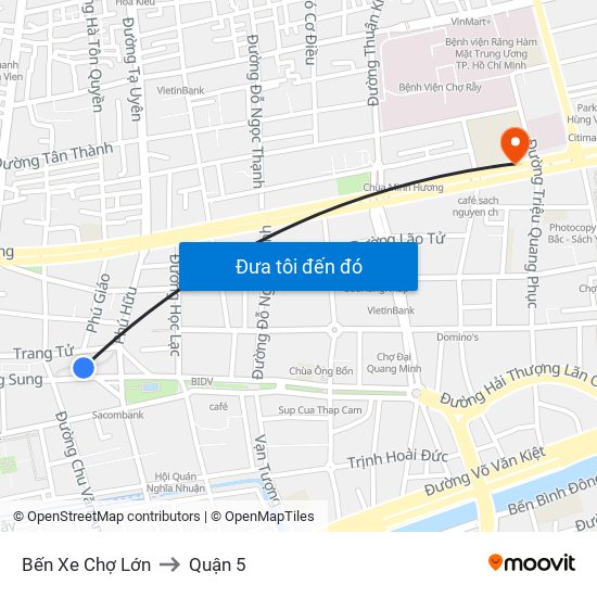 Bến Xe Chợ Lớn to Quận 5 map