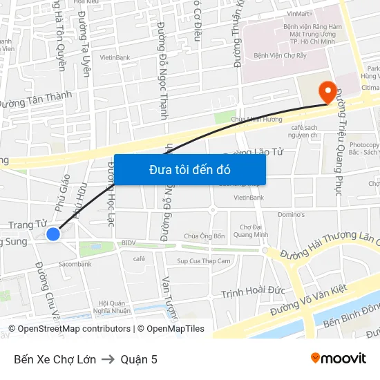 Bến Xe Chợ Lớn to Quận 5 map