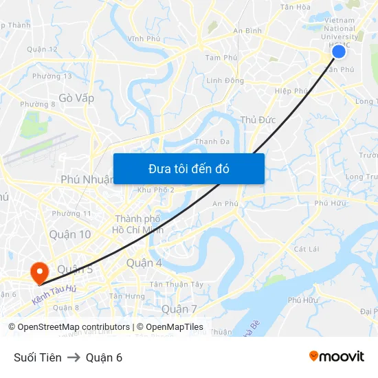 Suối Tiên to Quận 6 map
