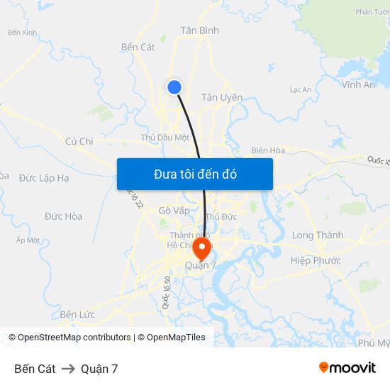 Bến Cát to Quận 7 map